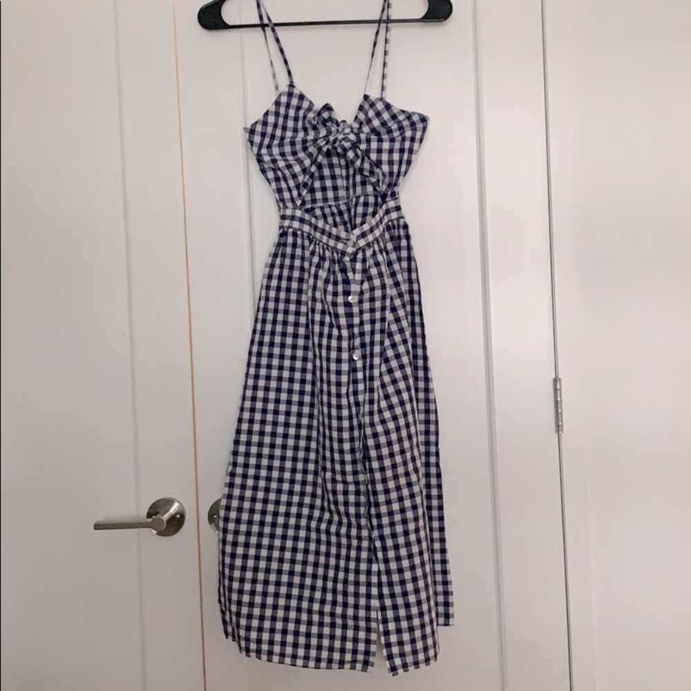 Zara Gingham Cut Out Midi dress